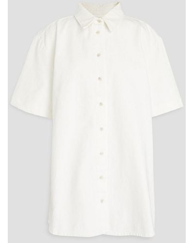 Loulou Studio Santi Denim Mini Shirt Dress - White