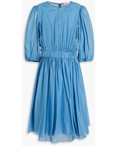 RED Valentino Gathered Cotton-voile Dress - Blue