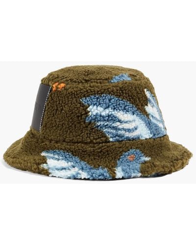 JW Anderson Botton-blend Fleece Bucket Hat - Green