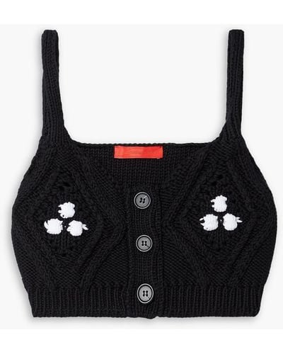 Commission Cable-knit Cotton Bra Top - Black