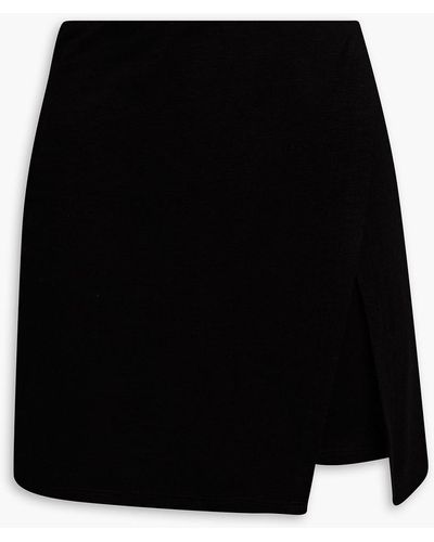 Monrow Wrap-effect French Terry Mini Skirt - Black