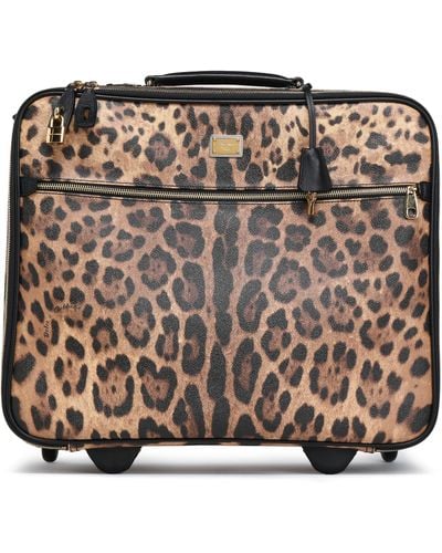 Dolce & Gabbana Woman Leopard-print Textured-leather Suitcase Animal Print - Multicolor