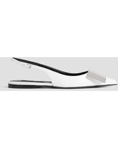 Sergio Rossi Sr Miroir 10 Embellished Leather Slingback Point-toe Flats - White