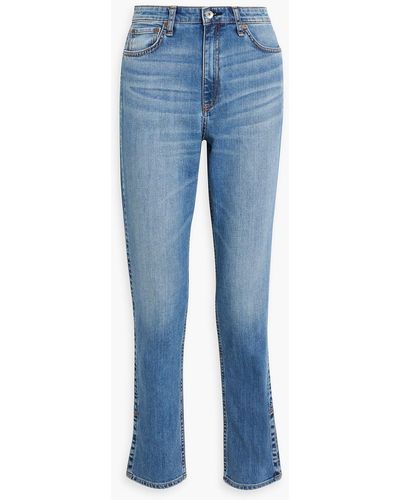 Rag & Bone Nina Faded High-rise Straight-leg Jeans - Blue