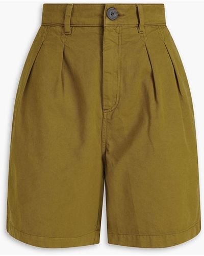 Mara Hoffman Milo Pleated Cotton-twill Shorts - Green