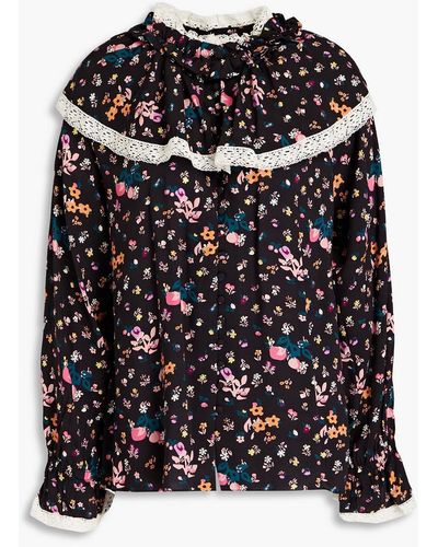Hofmann Copenhagen Mayla hemd aus webstoff mit floralem print - Schwarz