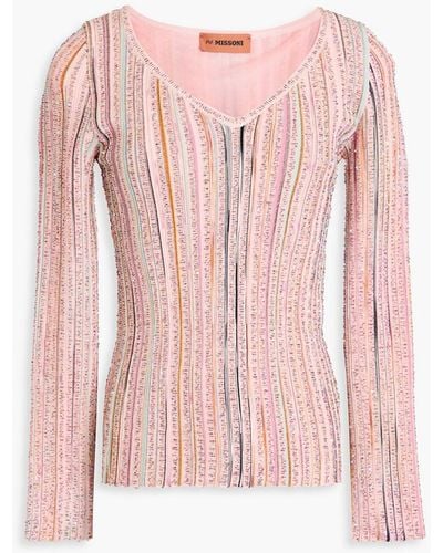 Missoni Sequin-embellished Crochet-knit Cardigan - Pink
