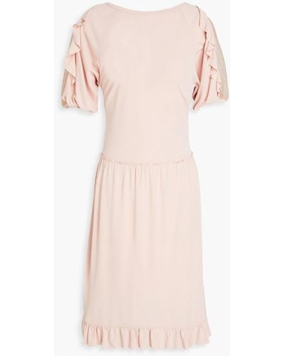 RED Valentino Ruffled Point D'esprit-trimmed Stretch-jersey Dress - Pink