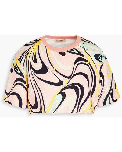 Emilio Pucci Cropped Printed French Cotton-terry Sweatshirt - White