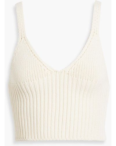 T By Alexander Wang Crochet-knit Cotton-blend Tank - White