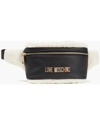 Love Moschino Faux Shearling-trimmed Faux Leather Belt Bag - Black