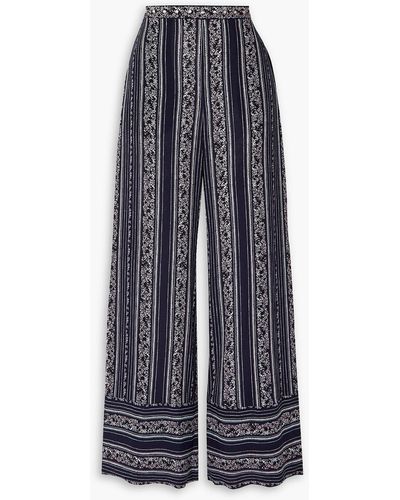 See By Chloé Florence Embellished Striped Crepe Wide-leg Pants - Blue