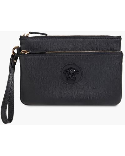 Versace Medusa Pebbled-leather Pouch - Black