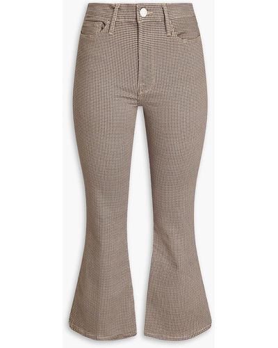 FRAME Cropped Houndstooth Cotton-blend Jacquard Kick-flare Trousers - Natural