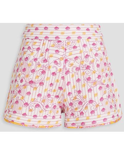 Claudie Pierlot Esther Printed Quilted Cotton Shorts - Pink