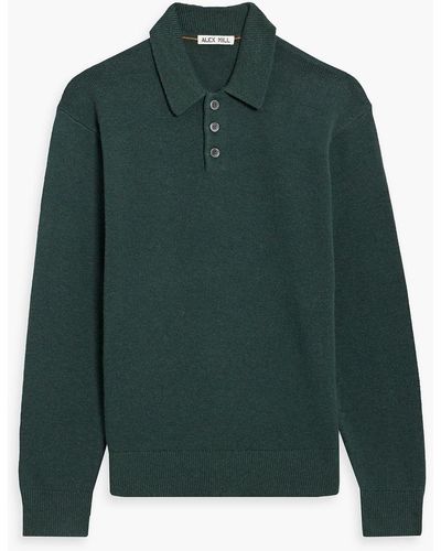 Alex Mill Dockside Merino Wool And Cotton-blend Polo Jumper - Green