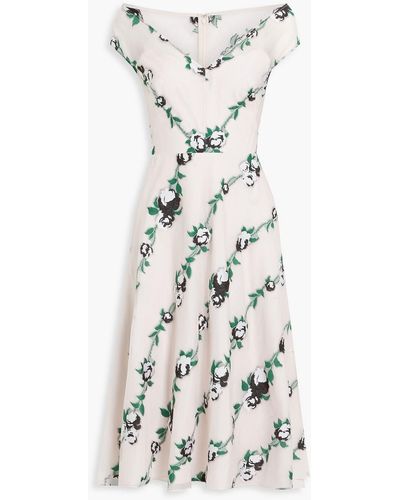 Lela Rose Fil Coupé Organza Dress - White