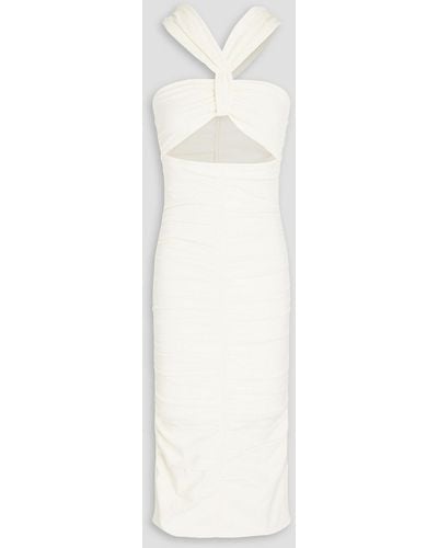 Sandro Cutout Ponte Halterneck Midi Dress - White