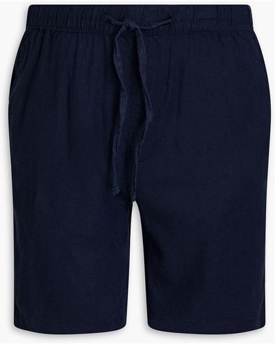 Onia Linen-blend Drawstring Shorts - Blue