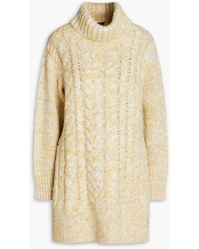 JOSEPH Marled Cable-knit Wool-blend Turtleneck Sweater - Natural