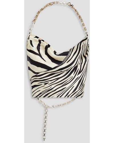 Nicholas Zariyah Cropped Zebra-print Silk-satin Halterneck Top - Gray