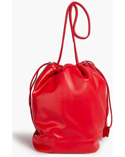Rabanne Faux Leather Bucket Bag - Red