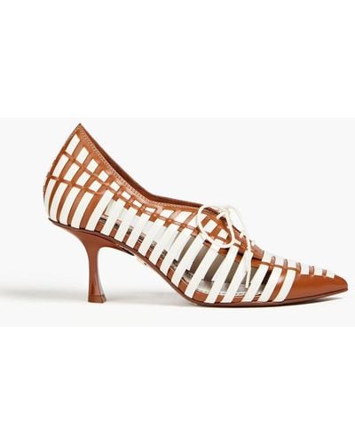 Zimmermann Lace-up Woven Leather Pumps - White