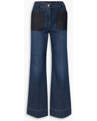 Victoria Beckham Alina Patchwork High-rise Wide-leg Jeans - Blue