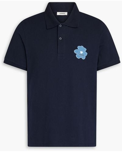 Sandro Appliquéd Cotton-piqué Polo Shirt - Blue