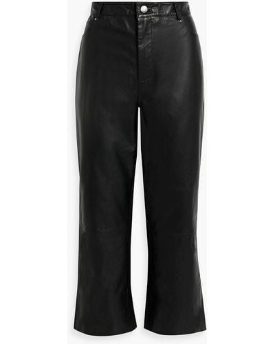 Walter Baker Venice Cropped Leather Wide-leg Trousers - Black