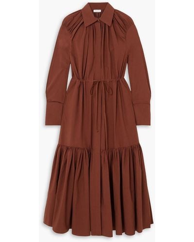 Deveaux New York Samira Tiered Cotton-poplin Midi Shirt Dress