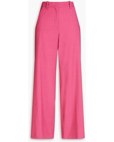 Maje Wool-blend Twill Wide-leg Pants - Pink