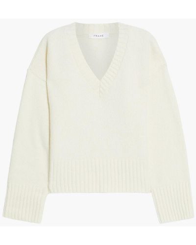 FRAME Bouclé-knit Wool-blend Sweater - White