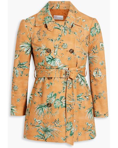 RED Valentino Double-breasted Printed Cotton-canvas Jacket - Orange