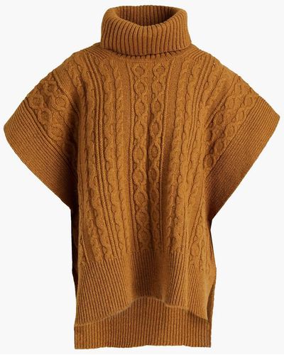 See By Chloé Cable-knit Wool-blend Turtleneck Poncho - Multicolour