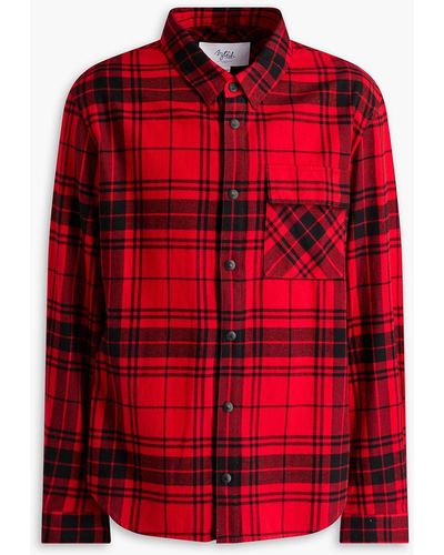 Aztech Mountain Shell-trimmed Checked Cotton-flannel Shirt - Red