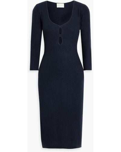 Michelle Mason Cutout Ribbed-knit Dress - Blue