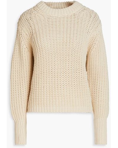 Claudie Pierlot Cable-knit Cotton-blend Jumper - Natural