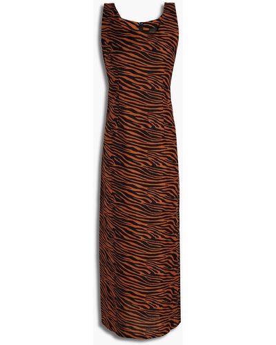 Lisa Marie Fernandez Midikleid aus baumwolle mit tigerprint - Braun