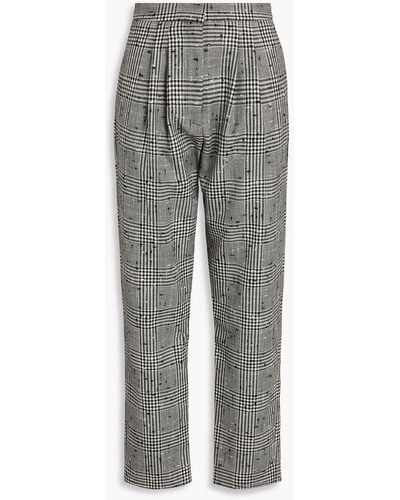 TOVE Prince Of Wales Checked Wool-blend Tapered Pants - Grey