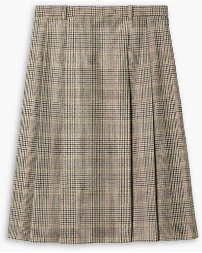 Nili Lotan Pleated Houndstooth Wool-blend Skirt - Natural