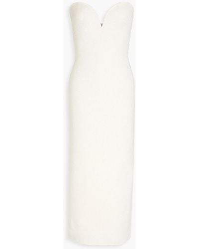 Galvan London Thalia Strapless Ribbed-knit Midi Dress - White