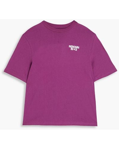 REMAIN Birger Christensen Printed Cotton-jersey T-shirt - Purple