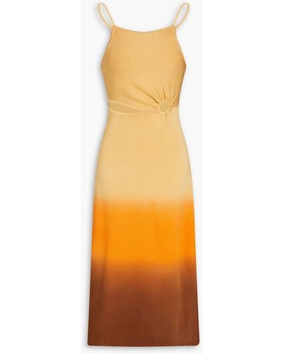 Sandro Aja Dégradé Cutout Stretch-knit Midi Dress - Orange