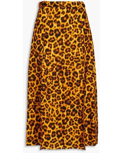 Sandro Leopard-print Satin Midi Skirt - Natural