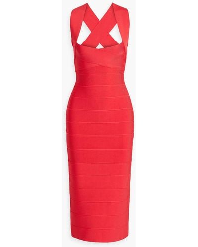 Hervé Léger Bandage Midi Dress - Red