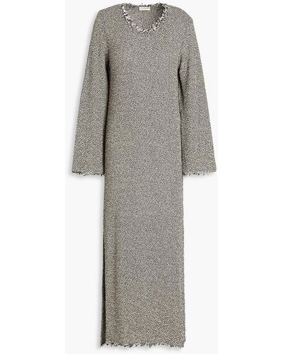 By Malene Birger aggiale Frayed Cotton-tweed Midi Dress - Grey