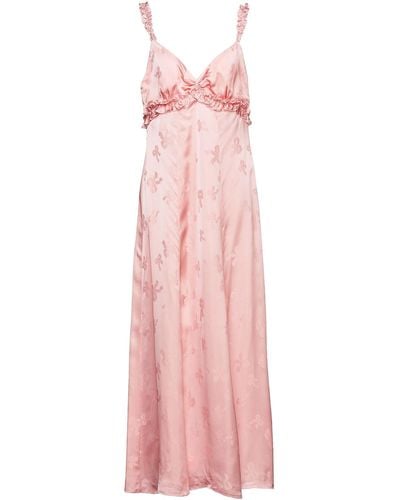 ALEXACHUNG Ruffle-trimmed Satin-jacquard Maxi Dress - Pink