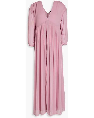 VALIMARE Emily Pleated Chiffon Midi Dress - Pink