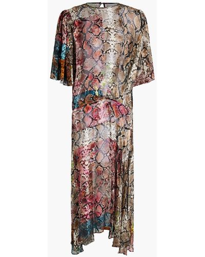Preen By Thornton Bregazzi Snake-print Devoré-satin Midi Dress - Multicolour